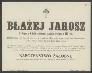 Zdjęcie powstańca styczniowego Błażej Jarosz