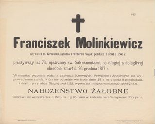 Zdjęcie powstańca styczniowego  Molinkiewicz Franciszek
