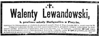 Lewandowski Walenty ( - 1907)