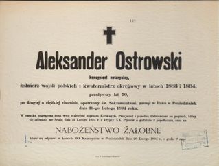 Zdjęcie powstańca styczniowego Aleksander  Ostrowski 
