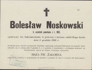 Zdjęcie powstańca styczniowego Bolesław  Noskowski 