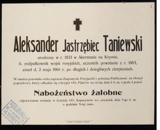 Zdjęcie powstańca styczniowego Aleksander Taniewski