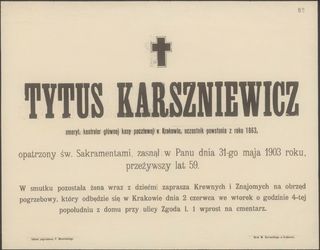 Zdjęcie powstańca styczniowego Tytus Karszniewicz