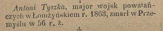 Zdjęcie powstańca styczniowego Antoni Tyszka