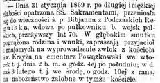 Podczaska Biblijana po mężu Regulska ( 1869)