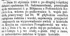 Podczaska Biblijana po mężu Regulska ( 1869)