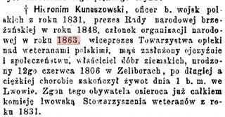 Zdjęcie powstańca styczniowego Hieronim  Kunaszowski 