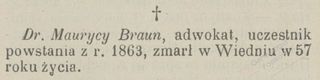 Zdjęcie powstańca styczniowego Maurycy Braun