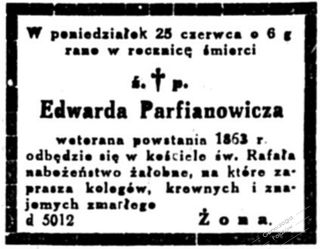 Zdjęcie powstańca styczniowego Edward Parfianowicz