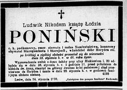 Nekrolog Ludwika Nikodema Ponińskiego