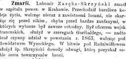 Skrzyński Lumomir h. Zaręba ( - 1892)
