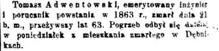Zdjęcie powstańca styczniowego Tomasz Adwentowski